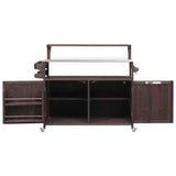 Outdoor Kitchen Island Solid Fir Wood Raised Shelf Cart - Omega Lifestyles