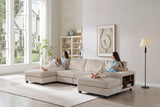 Modern Convertible U-Shaped Corduroy Fabric Sofa - Omega Lifestyles