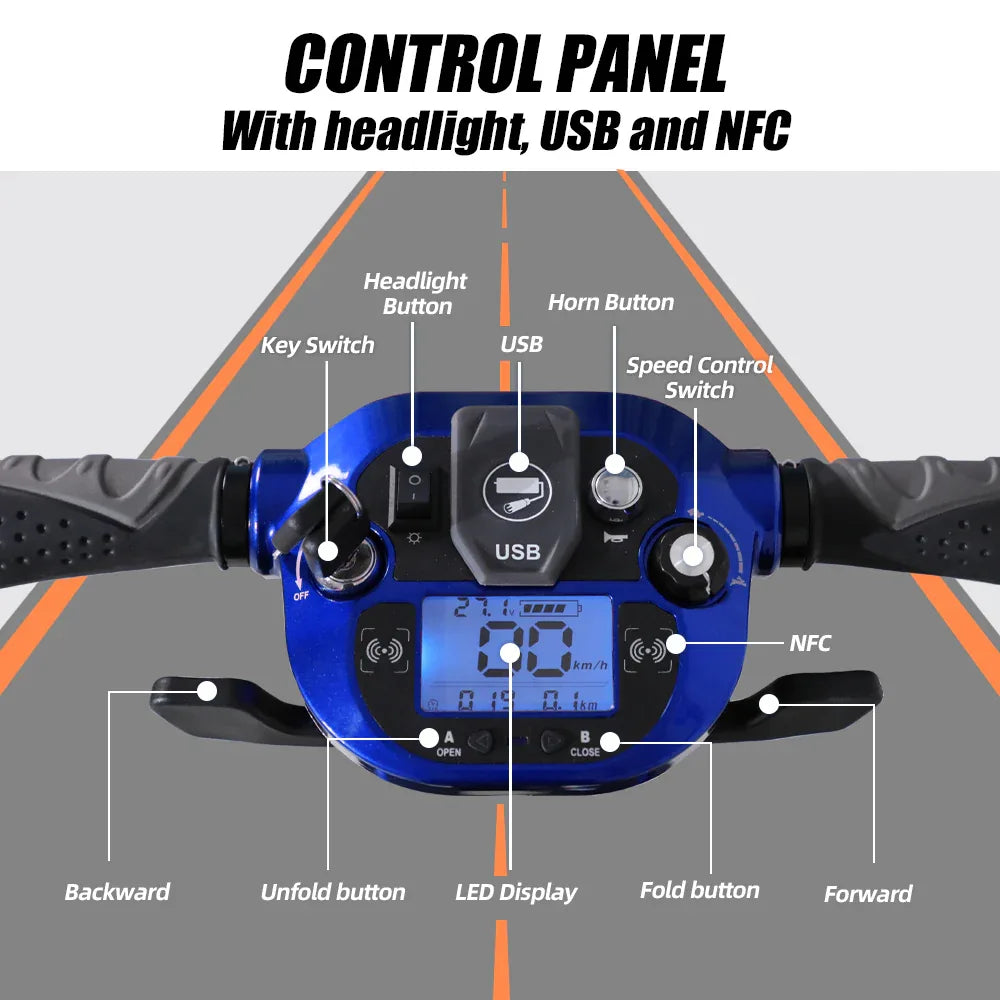 Foldable Compact Lightweight 4-Wheel Electric Mobility Scooter - Omega Lifestyles