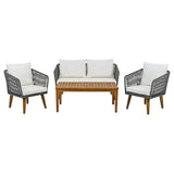 4-Piece Mid-Century Modern Woven Rope Patio Furniture Set - Omega Lifestyles