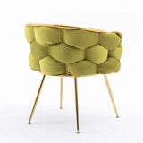 Olive Green Velvet Knitted Backrest Accent Chair - Omega Lifestyles