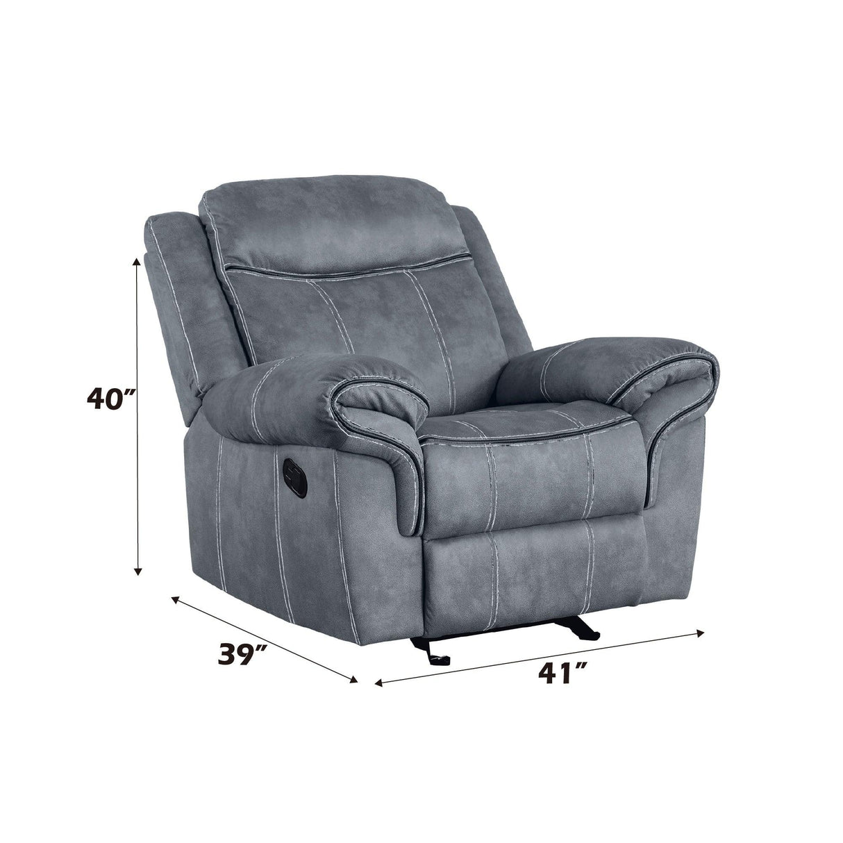 Two-Tone Gray Velvet Motion Glider Recliner Chair - Omega Lifestyles