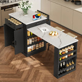 Extendable Black Kitchen Island With Storage Cabinet - Omega Lifestyles