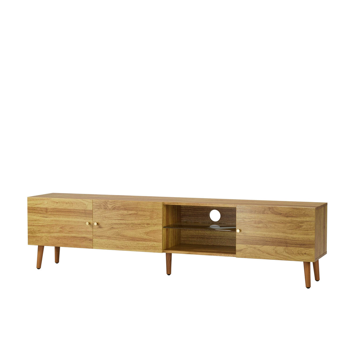 70-Inch Modern Mid Century Oak TV Stand - Omega Lifestyles