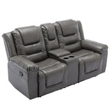 Grey Manual PU Upholstered Home Theater Recliner Chair Set - Omega Lifestyles