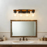 Matte Black Wooden Glass Shade 4-Light Ceiling Lamp - Omega Lifestyles