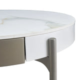 Modern Round Ceramic Top Coffee Table With Storage Drawers - Omega Lifestyles