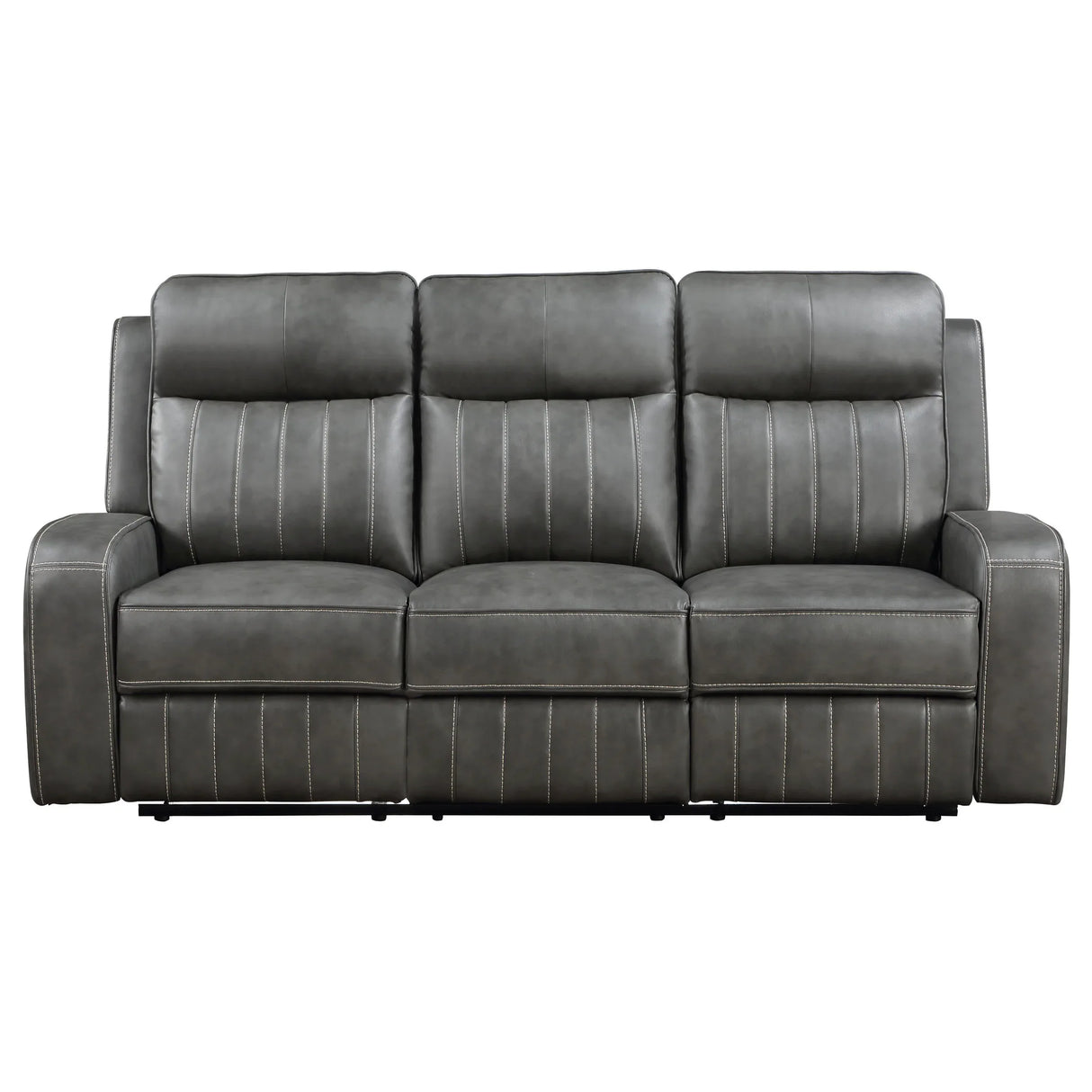 Grey Upholstered Manual Reclining Plush Foam Sofa - Omega Lifestyles