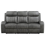 Grey Upholstered Manual Reclining Plush Foam Sofa - Omega Lifestyles