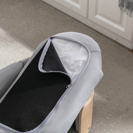 Scandinavian Style Solid Wood Elevated Pet Bed With Velvet Cushion - Sleep Galleria