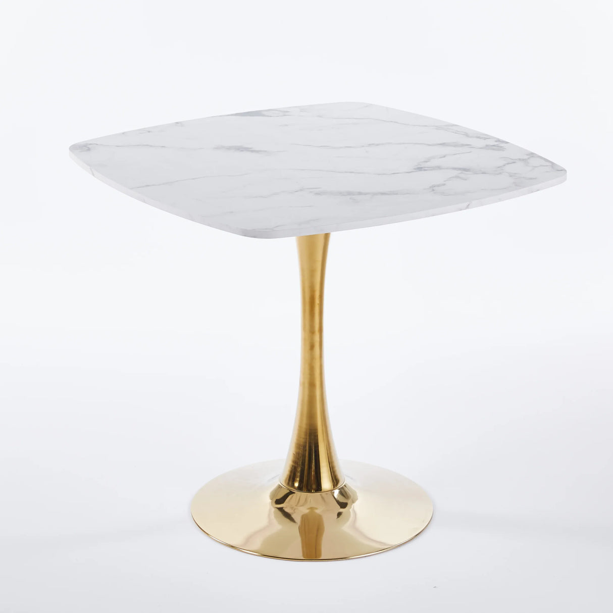 Square Tulip Modern MDF Metal Pedestal Dining Table - Omega Lifestyles