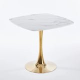 Square Tulip Modern MDF Metal Pedestal Dining Table - Omega Lifestyles