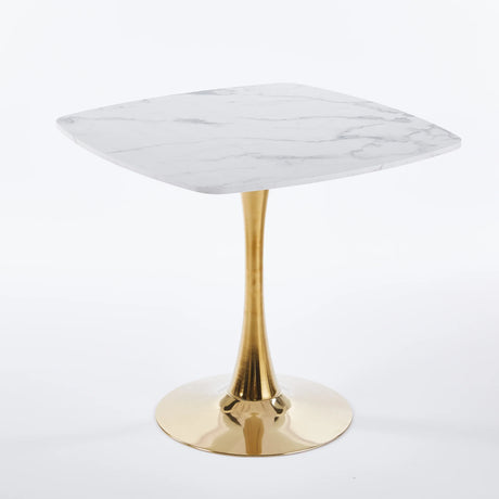 Square Tulip Modern MDF Metal Pedestal Dining Table - Omega Lifestyles