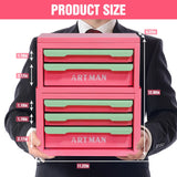Five-Drawer Pink-Green Cold Rolled Steel Storage Box - Omega Lifestyles