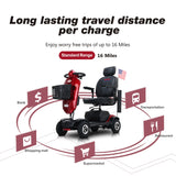 Red Outdoor Compact Metal Mobility Scooter With USB Charger - Omega Lifestyles