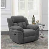 Charcoal Upholstered Glider Recliner With Cushioned Arms