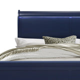Full Blue Solid Wood Sleigh Bed With LED Headboard - Omega Lifestyles