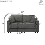 Modern Grey Corduroy 3-Seat Armless Sofa Chair - Omega Lifestyles