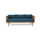 Acacia Wood 3-Seater Teak Daybed With Water-Resistant Cushions
