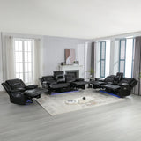 Manual Black Leather Gel Recliner Chair With LED Light Strip - Omega Lifestyles