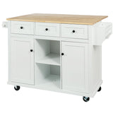 Kitchen Cart With Rubber Wood Drop-Leaf Countertop Storage - Omega Lifestyles