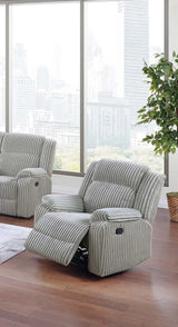 Contemporary Ash Color Fur-Like Corduroy Recliner Chair - Omega Lifestyles