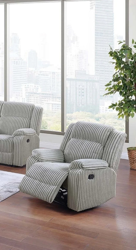 Contemporary Ash Color Fur-Like Corduroy Recliner Chair - Omega Lifestyles