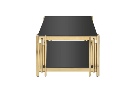 Golden Stainless Steel Rectangular Double-Layer Coffee Table - Sleep Galleria
