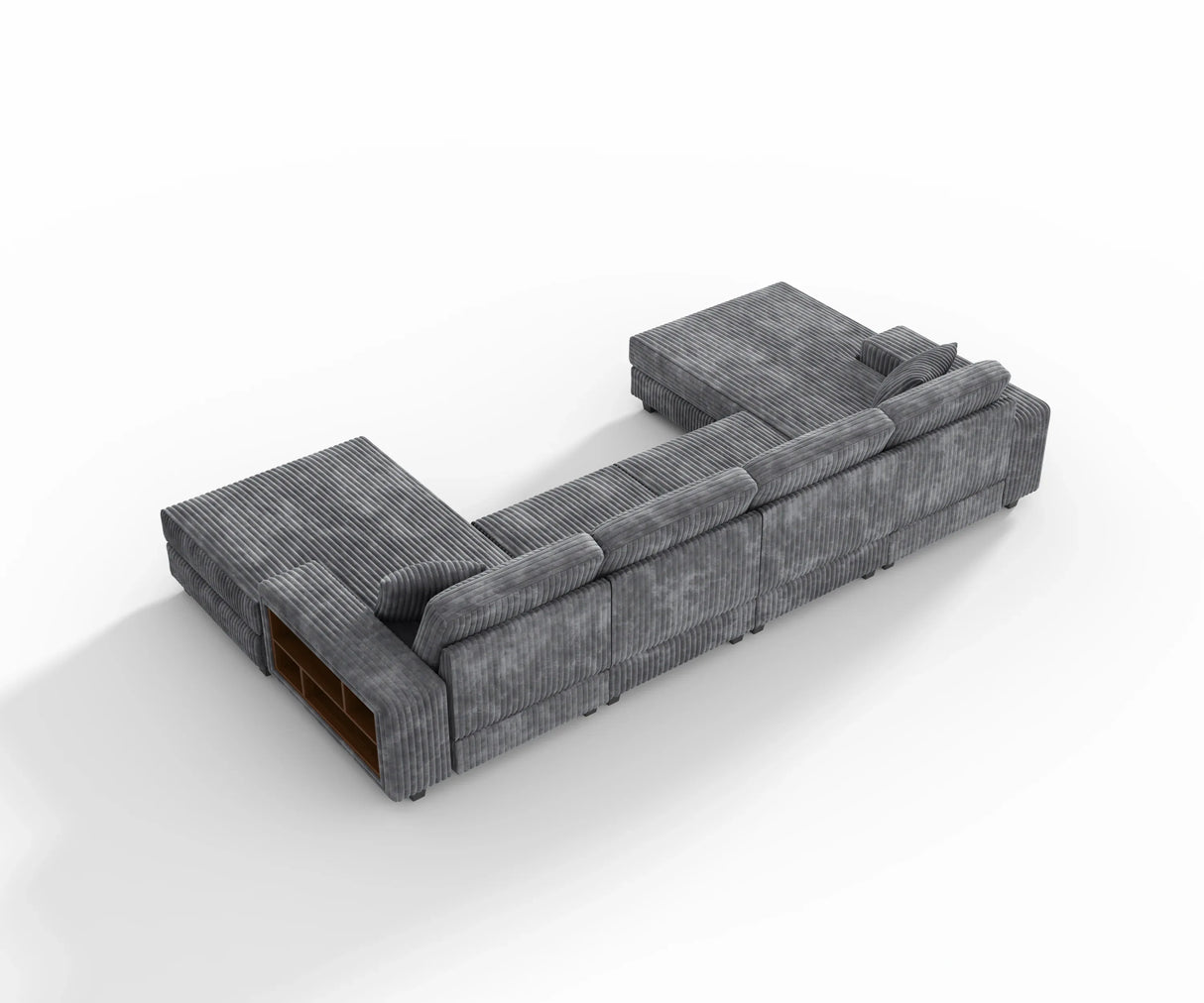 Modern Convertible U-Shaped Corduroy Fabric Sofa - Omega Lifestyles