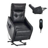 Medium-Firm Grey Faux Leather Power Lift Recliner Chair With Massage - Omega Lifestyles
