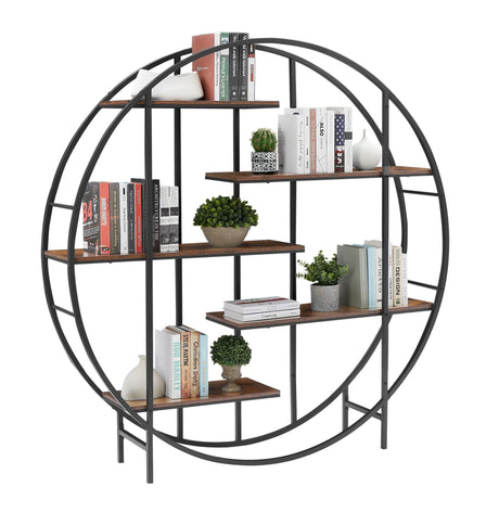 Rustic Brown Vintage Industrial 5-Tier Storage Rack - Omega Lifestyles