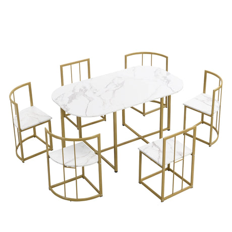 Modern 7-Piece Dining Table Set With Six Chairs - Omega Lifestyles