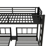 Metal Twin Over Twin Triple Bunk Bed With Guardrails - Omega Lifestyles