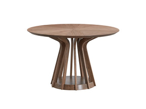 Walnut Round Synthetic Wood Dining Table 47-Inch - Omega Lifestyles