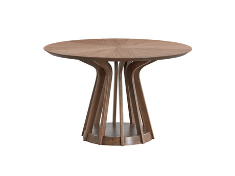 Walnut Round Synthetic Wood Dining Table 47-Inch - Omega Lifestyles