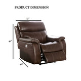 Transitional Brown Top Grain Leather Power Recliner Chair - Omega Lifestyles