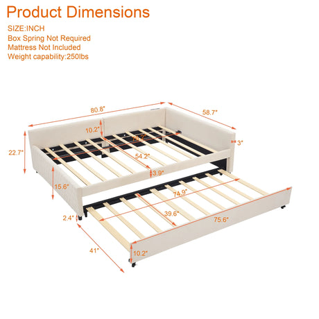 Twin Velvet Upholstered Daybed With Trundle Modern Design - Omega Lifestyles