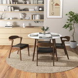Solid Wood White Dining Table And 4 Walnut Chairs Set - Omega Lifestyles