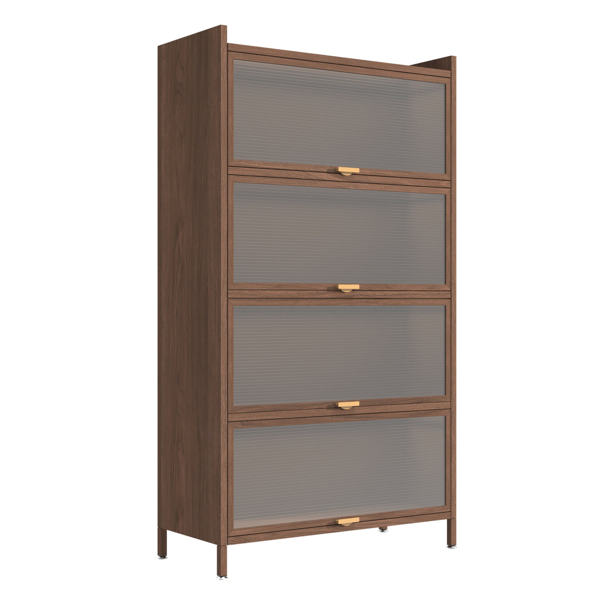 Steel 4-Door Multi-Storage Cabinet With Walnut Finish