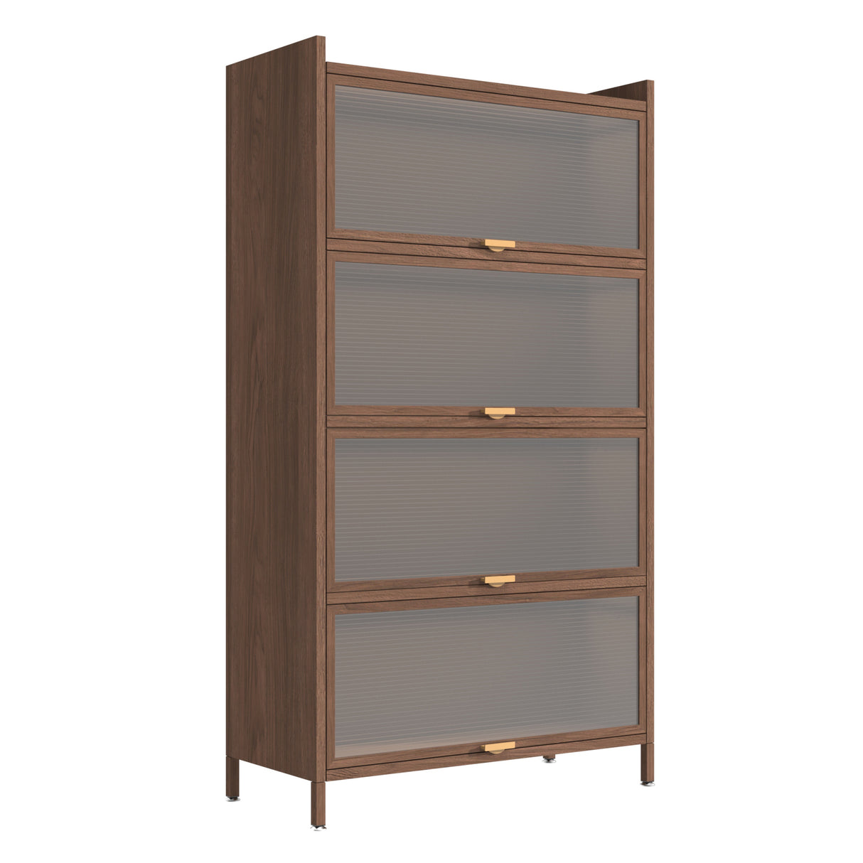 Steel 4-Door Multi-Storage Cabinet With Walnut Finish