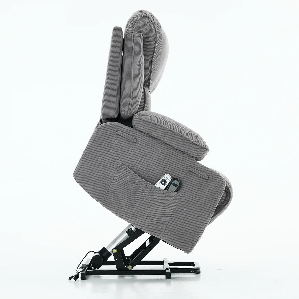 Medium-Firm Corduroy Remote-Controlled Heating Massage Recliner - Omega Lifestyles