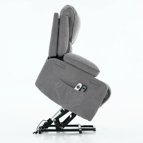 Medium-Firm Corduroy Remote-Controlled Heating Massage Recliner - Omega Lifestyles