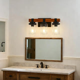 3-Light Matte Black Wooden Glass Shade Wall Lamp - Omega Lifestyles