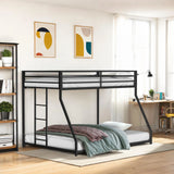 Contemporary Matte Black Metal Low Twin Over Full Bunk Bed - Omega Lifestyles