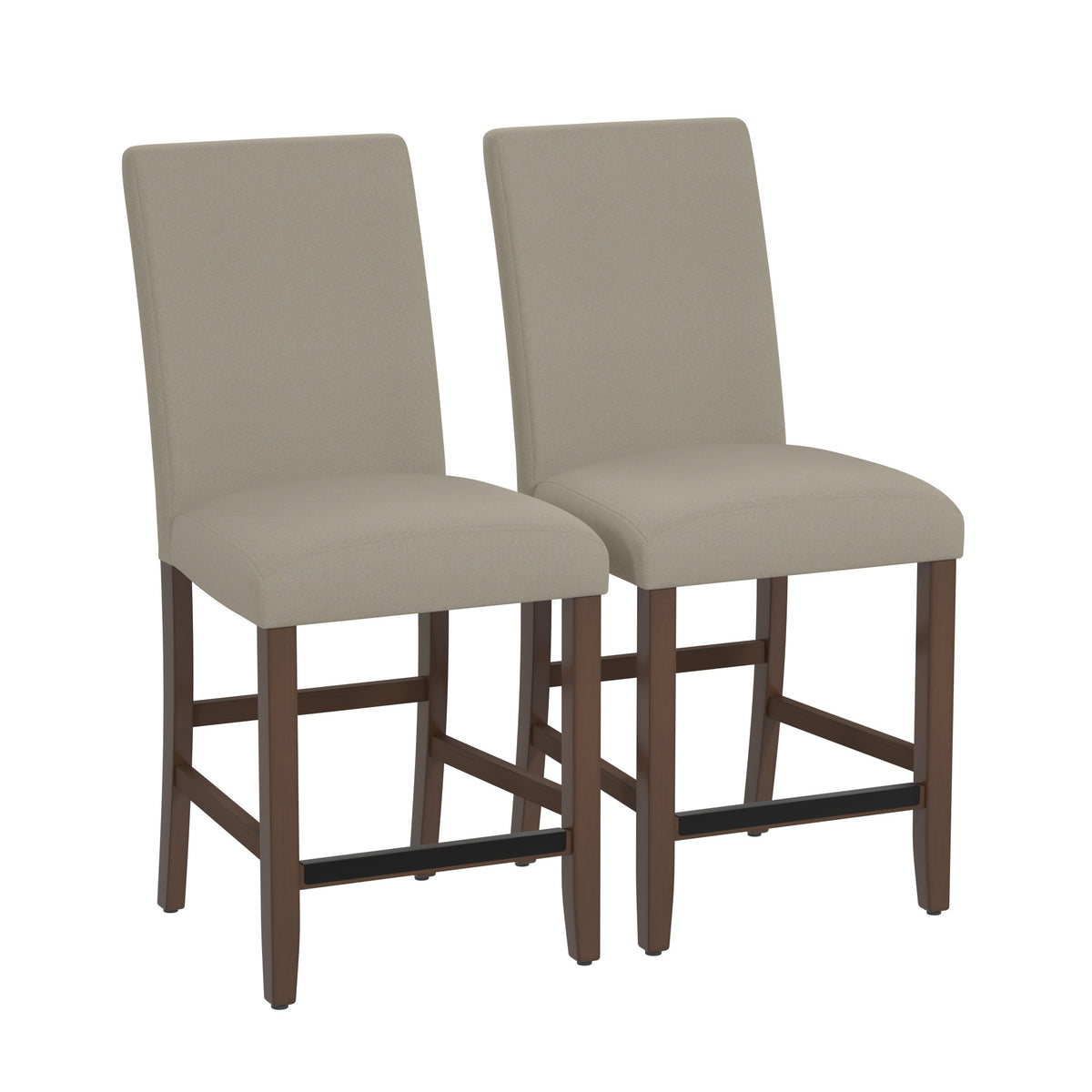Set of 2 Brown Upholstered Engineered Wood Barstools