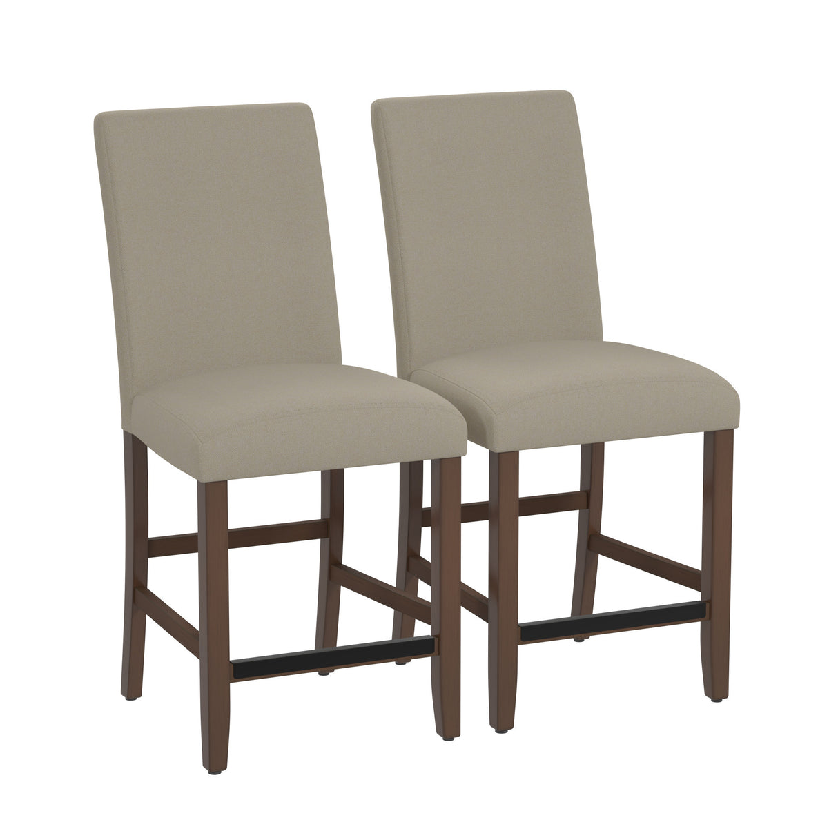 Set of 2 Brown Upholstered Engineered Wood Barstools