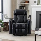 Power Swivel PU Leather Recliner Chair With Tray Table - Omega Lifestyles