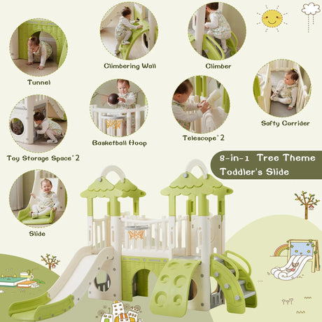 8-in-1 Toddler Freestanding Slide Climber Playset - Omega Lifestyles