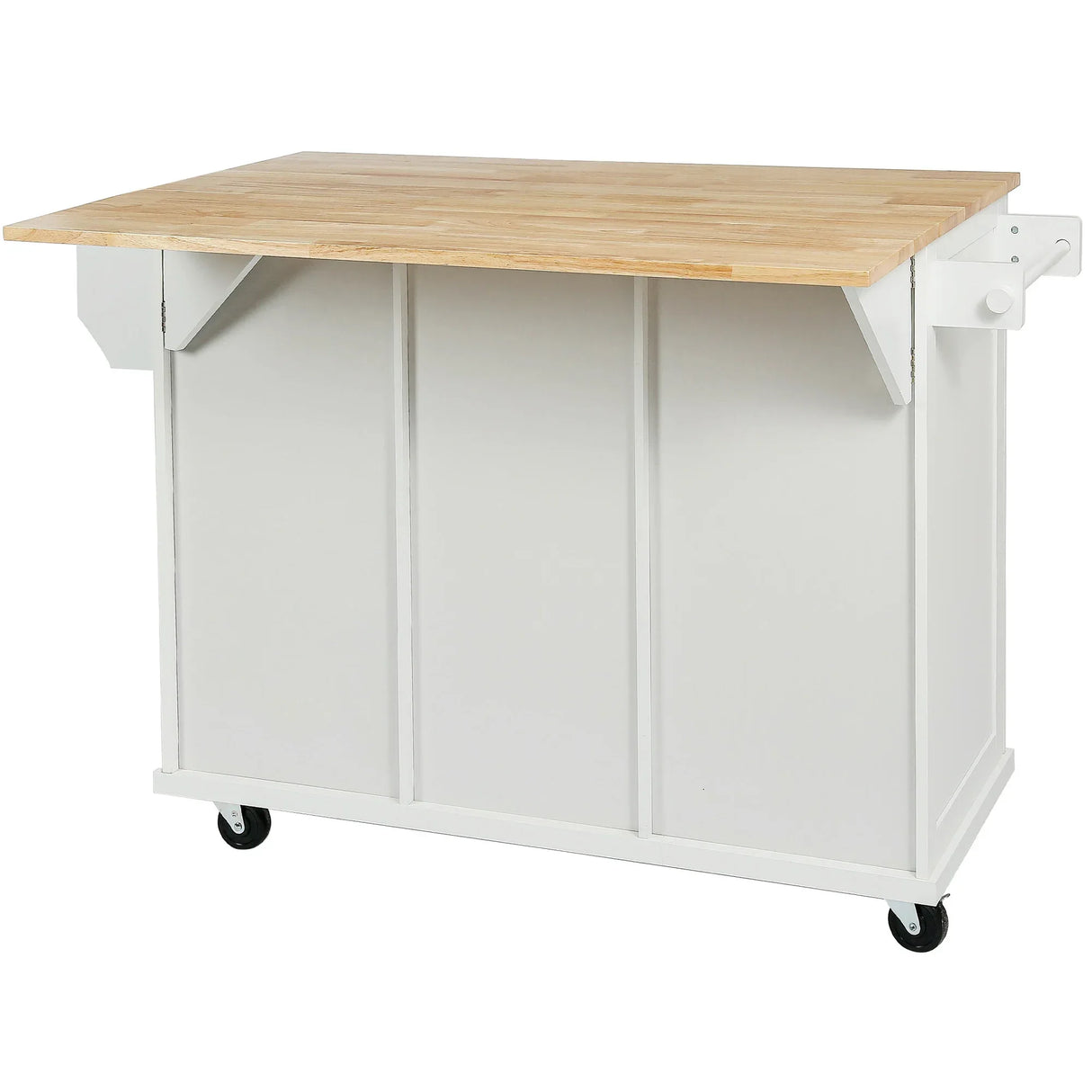 Kitchen Cart With Rubber Wood Drop-Leaf Countertop Storage - Omega Lifestyles