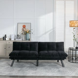 Black Upholstered Convertible Twin Sofa Bed With Foam Cushion - Omega Lifestyles